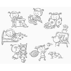 可爱的卡通儿童手绘设计矢量素材