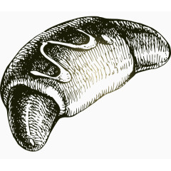 矢量卡通牛角大面包