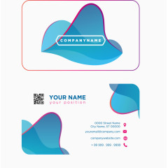 天蓝色抽象图形个人名片
