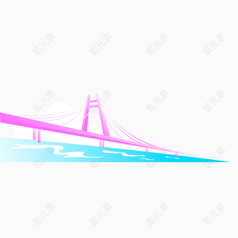 卡通粉色大桥