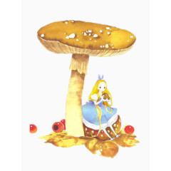 手绘蘑菇女孩