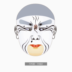 一个白色脸的中国曲艺脸谱
