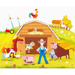 卡通农场庄园矢量素材
