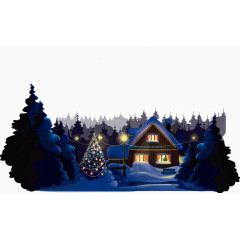 夜晚雪景大雪素材