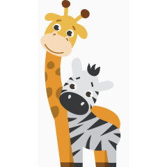 长颈鹿和斑马矢量图