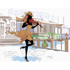 拉小提琴的外国美女