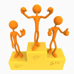 3个小人分别站在奖台上的正面