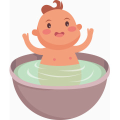 宝宝洗澡矢量素材