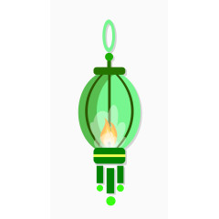 矢量卡通扁平化绿色灯笼素材