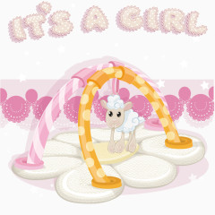 可爱小羊粉色背景矢量