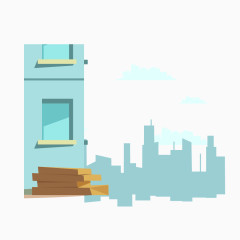 蓝色建筑工地大楼