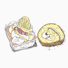 奶油蛋糕合集手绘画素材图片