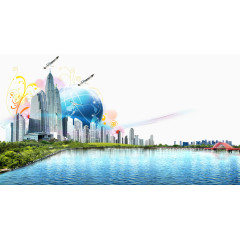 海滨城市背景素材