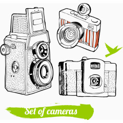 3款手绘精美照相机矢量素材