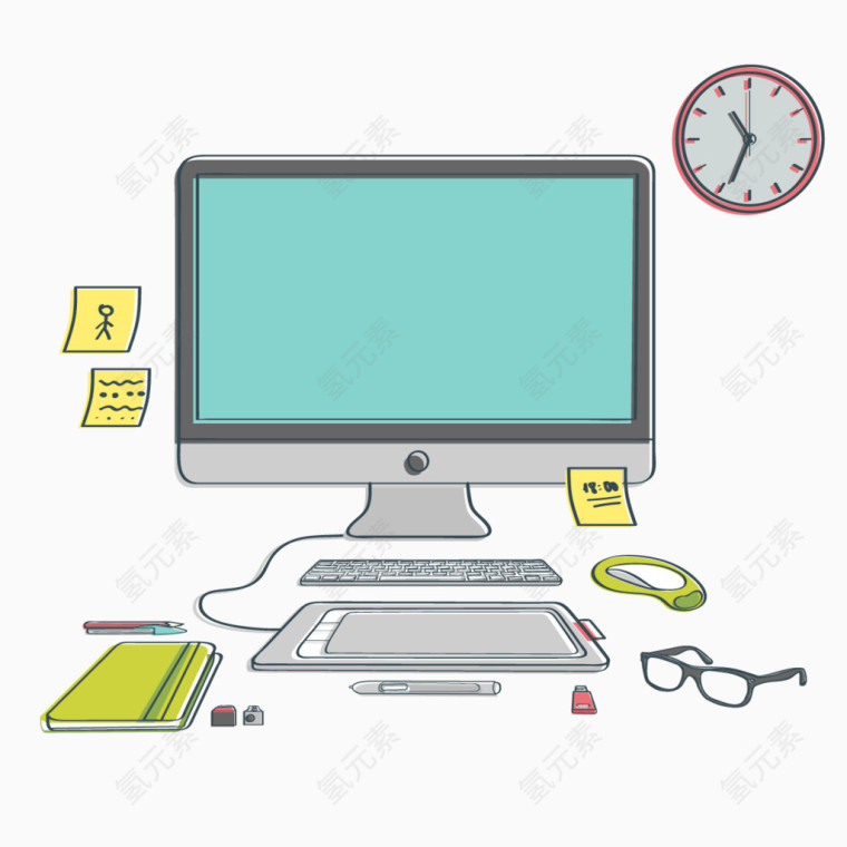 矢量电脑便利贴