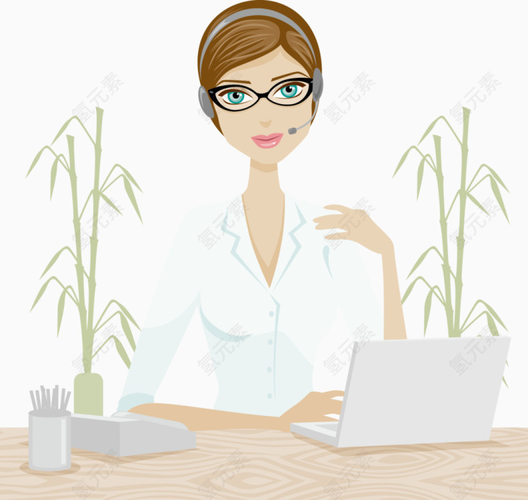 办公室美女矢量素材