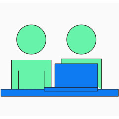 矢量卡通彩色两个人讨论问题