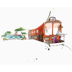 手绘动漫小火车