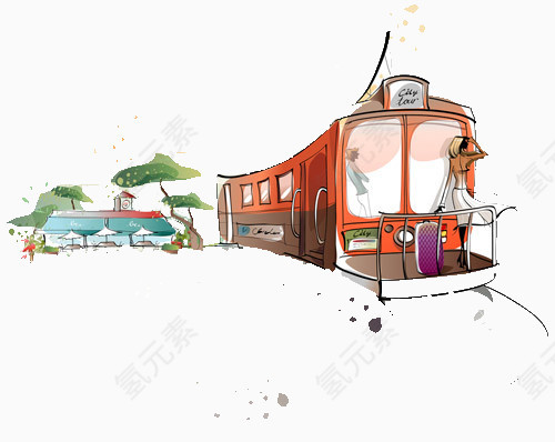 手绘动漫小火车
