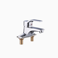 水龙头冷热全铜面盆双孔龙头