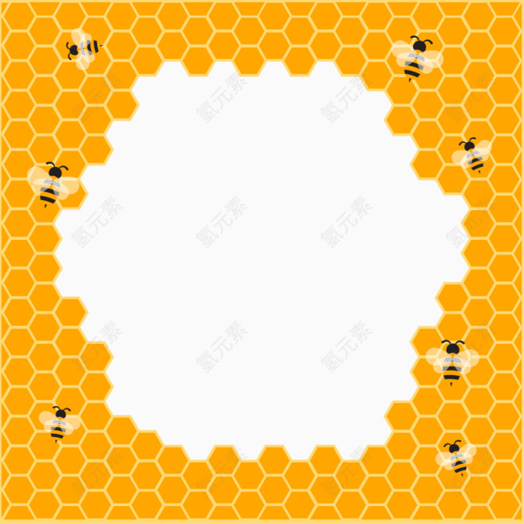 矢量手绘蜜蜂蜂窝