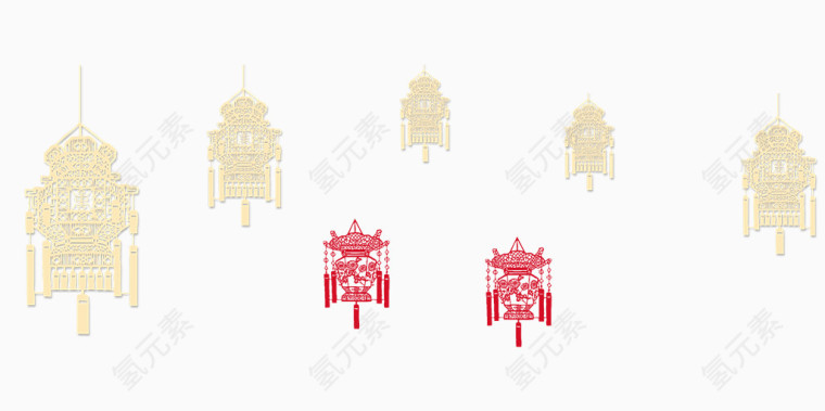 剪纸宫灯元素