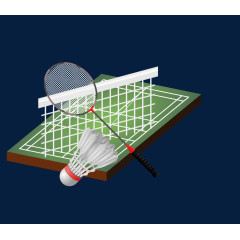 矢量绿色羽毛球及器具