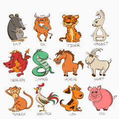 十二生肖动物卡通高清免扣素材