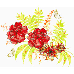 矢量手绘水彩花朵