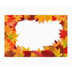 秋天红黄枫叶边框装饰图案