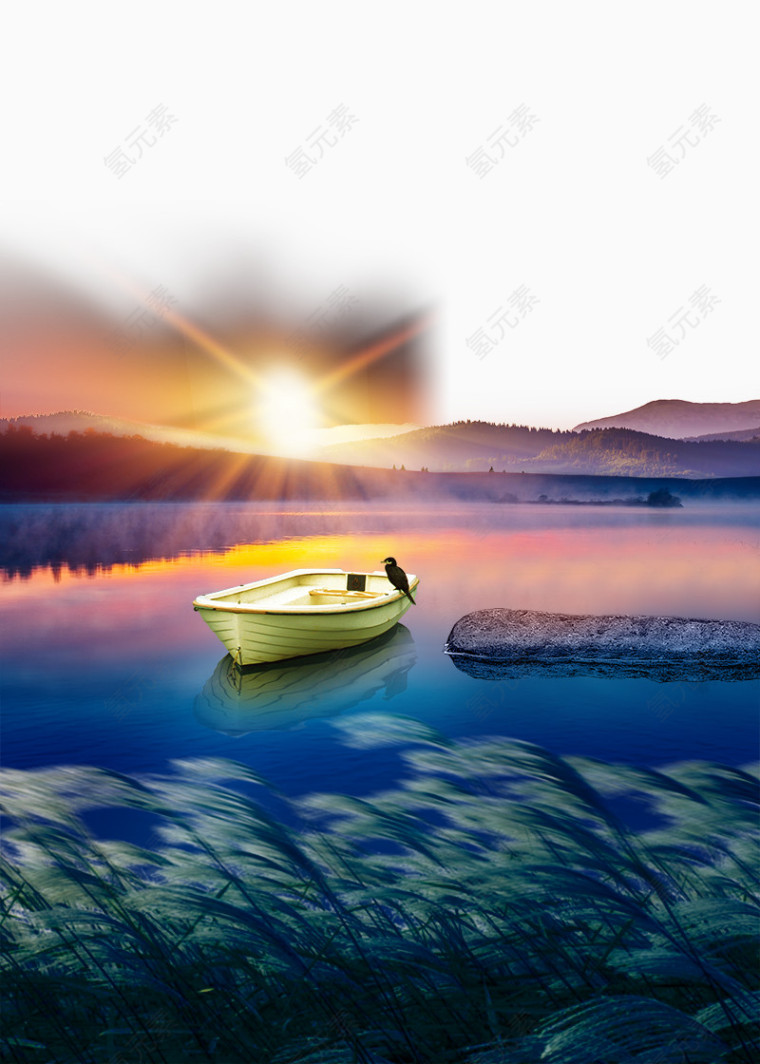 夕阳下的湖畔