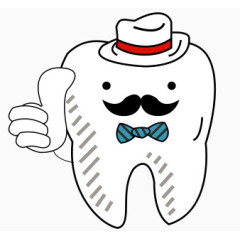 竖大拇指的卡通牙齿