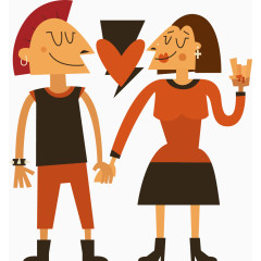 矢量手绘恩爱夫妻