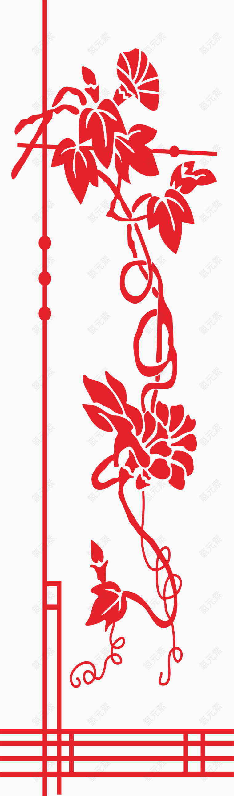 中国传统莲牵牛花素材