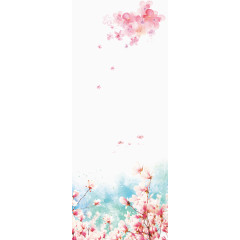 水墨粉色花朵飘散背景