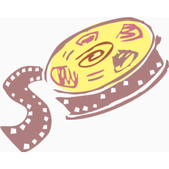 黄色卡通手绘胶片盘矢量