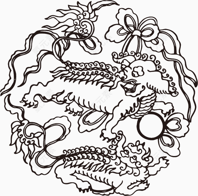 古典龙戏珠花纹
