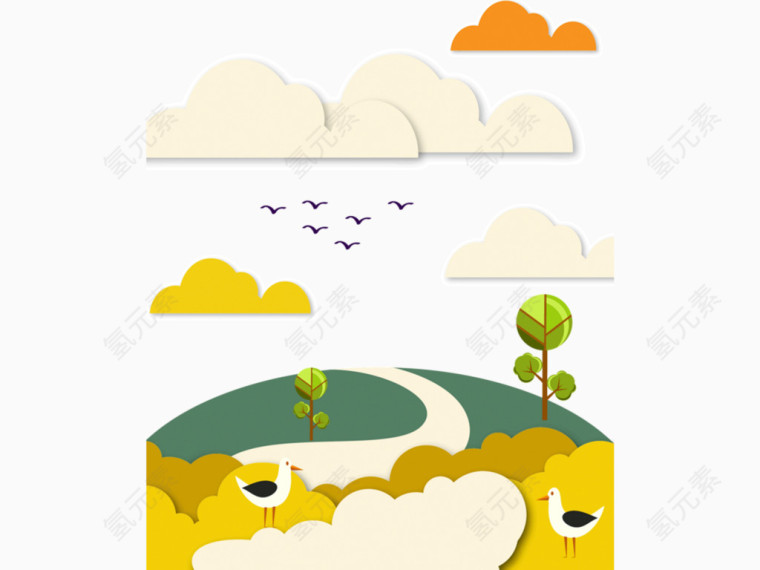 扁平化秋天插画