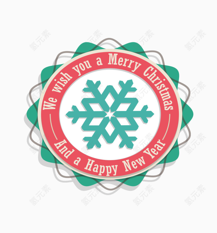矢量扁平动漫卡片标签贺卡儿童风格雪花