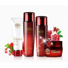 护肤品套装和石榴