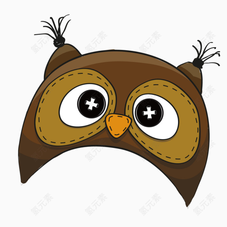 矢量手绘棕色猫头鹰头像
