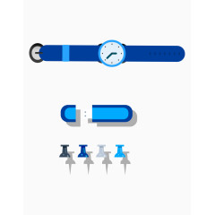 矢量手表桌面素材蓝色文具