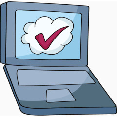 矢量手绘电脑购物成功标志