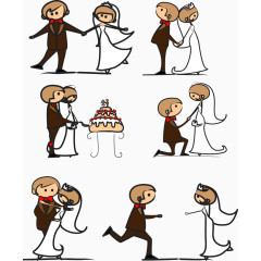 卡通结婚小人