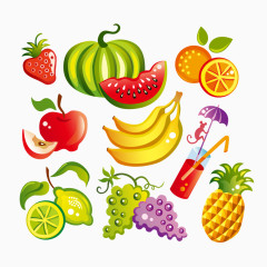 矢量图西瓜南瓜菠萝柠檬草莓