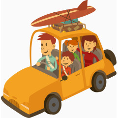 矢量轿车里的一家人