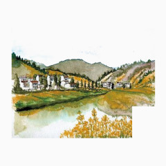 家乡儿时风景艺术图片