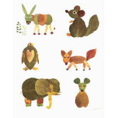 树叶拼接的小动物