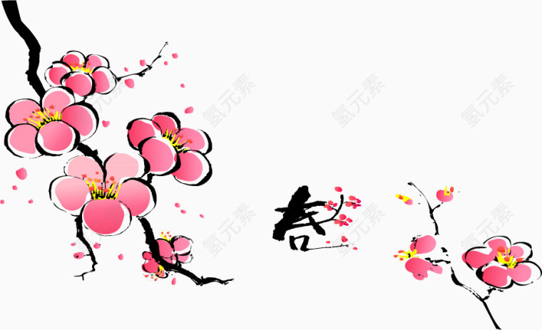 粉色梅花春节海报
