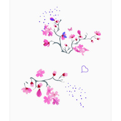 花，飘花，树枝，装饰素材